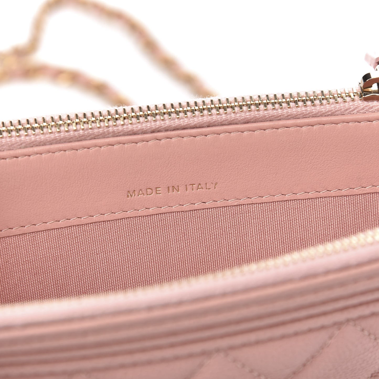 Caviar Quilted Small Boy Clutch With Chain Pink