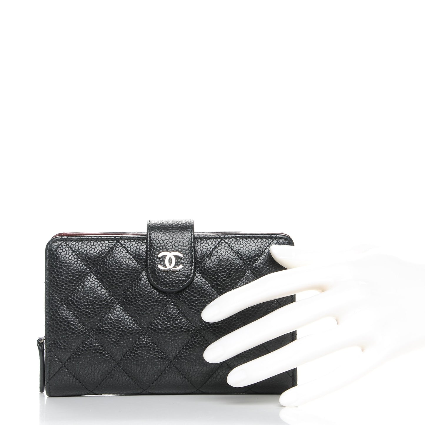 Caviar Quilted Zipped Pocket Wallet Black