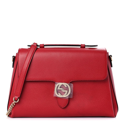 Gucci Dollar Calfskin Medium Interlocking G Top Handle Shoulder Bag Red 1 of 12