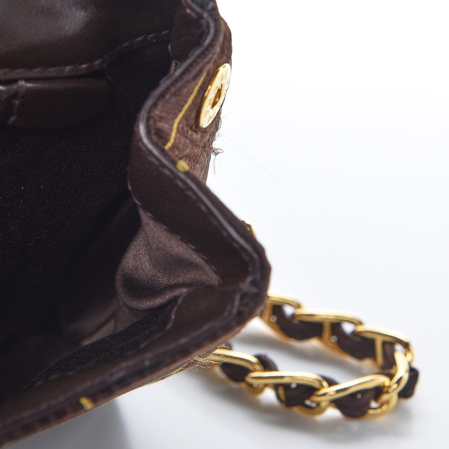 Satin Windowpane Plaid Shoulder Bag Brown