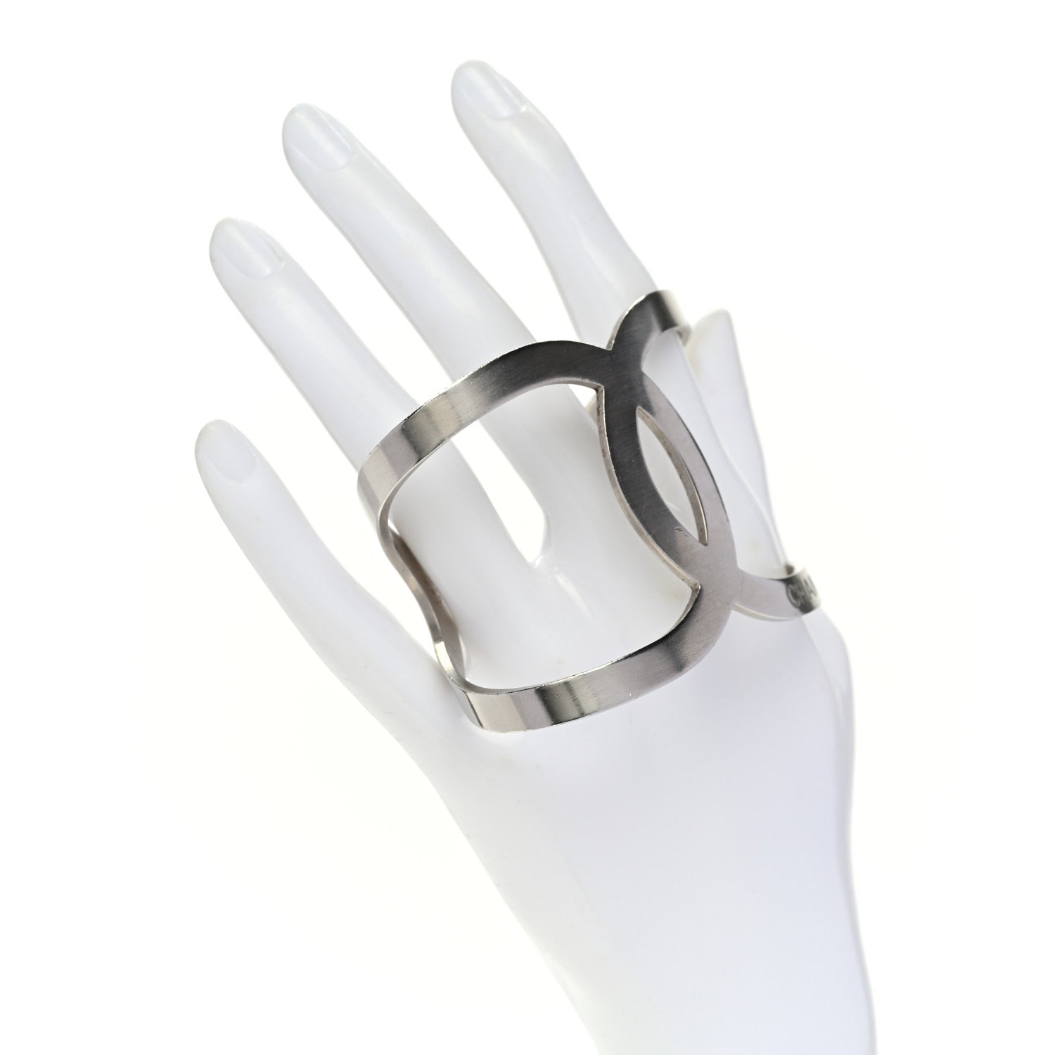 Chanel Metal CC Cuff Silver 2 of 5