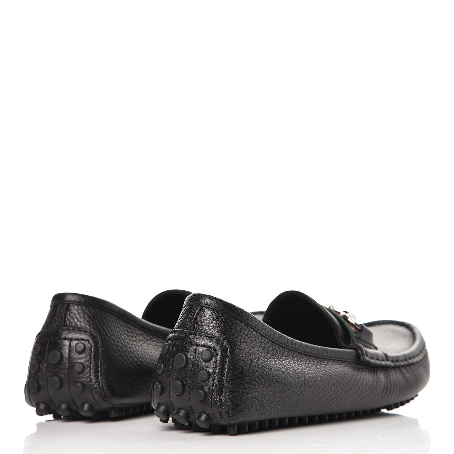 Calfskin Horsebit Web Driver Loafers 36.5 Black
