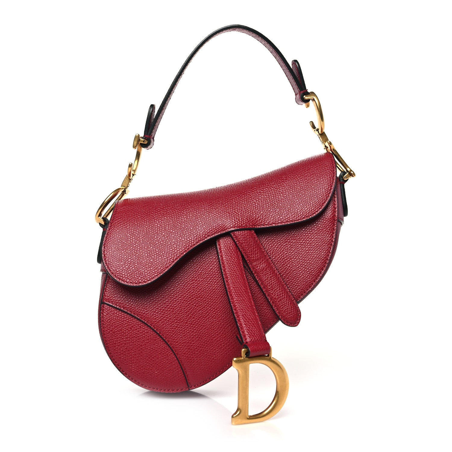 Christian Dior Grained Calfskin Mini Saddle Bag Red 1 of 10
