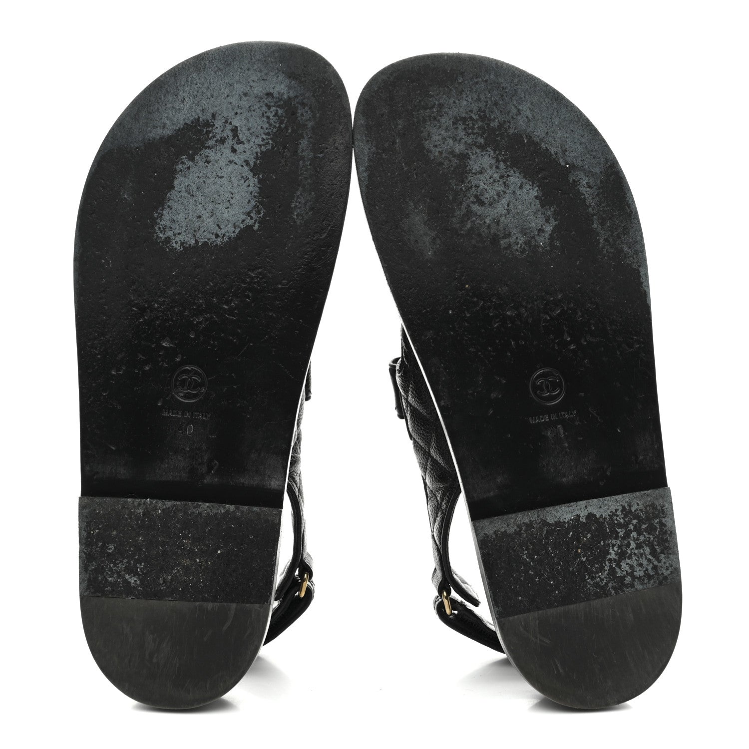Chanel Grained Calfskin Velcro Dad Sandals 40 Black 6 of 10