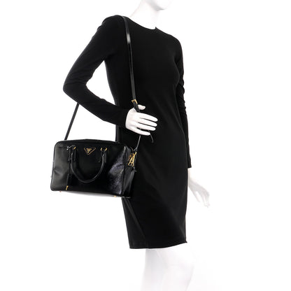 Prada Saffiano Vernice Bauletto Black 2 of 10