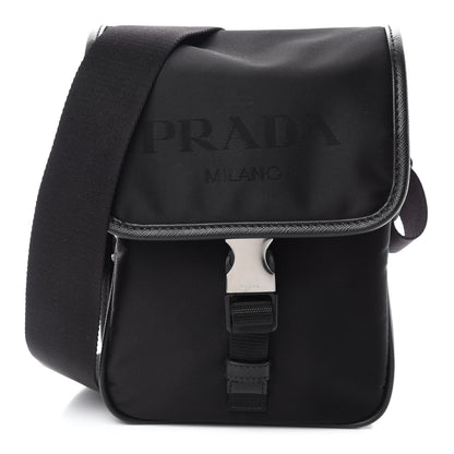 Prada Tessuto Nylon Saffiano Logo Messenger Bag Black 1 of 10