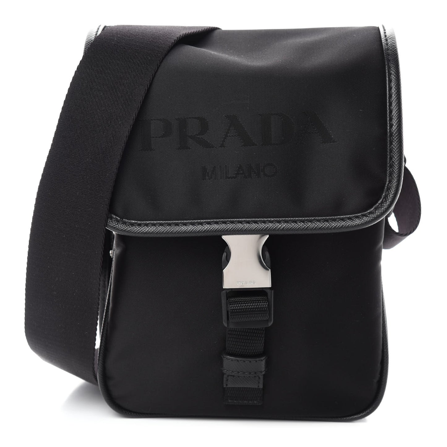 Tessuto Nylon Saffiano Logo Messenger Bag Black