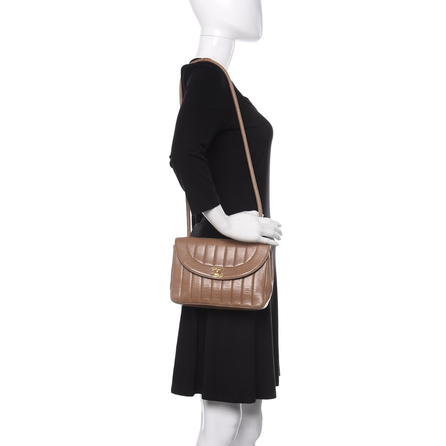 Chanel Lambskin Vertical Quilted CC Flap Shoulder Bag Brown 2 of 11