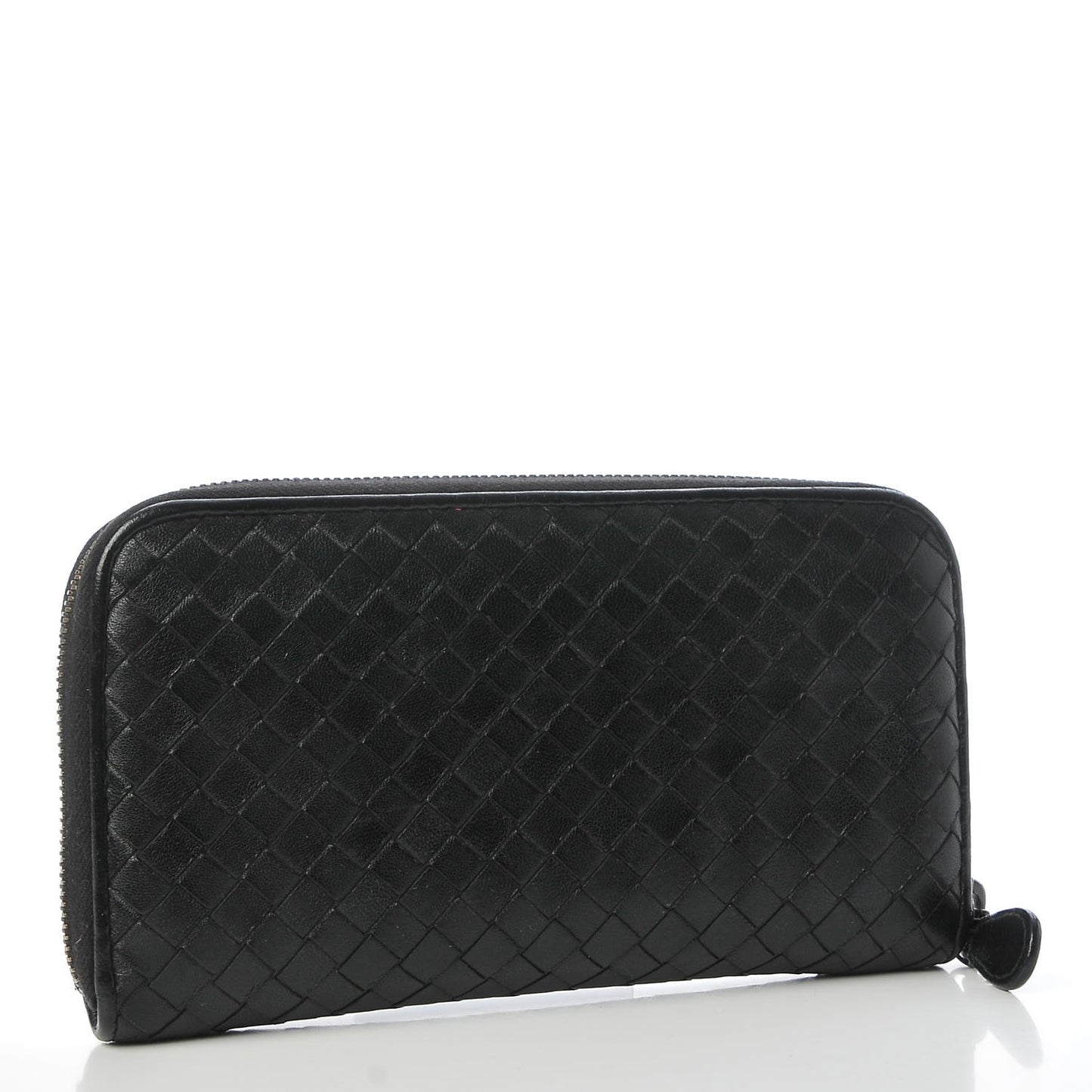 Nappa Intrecciato Zip Around Wallet Black