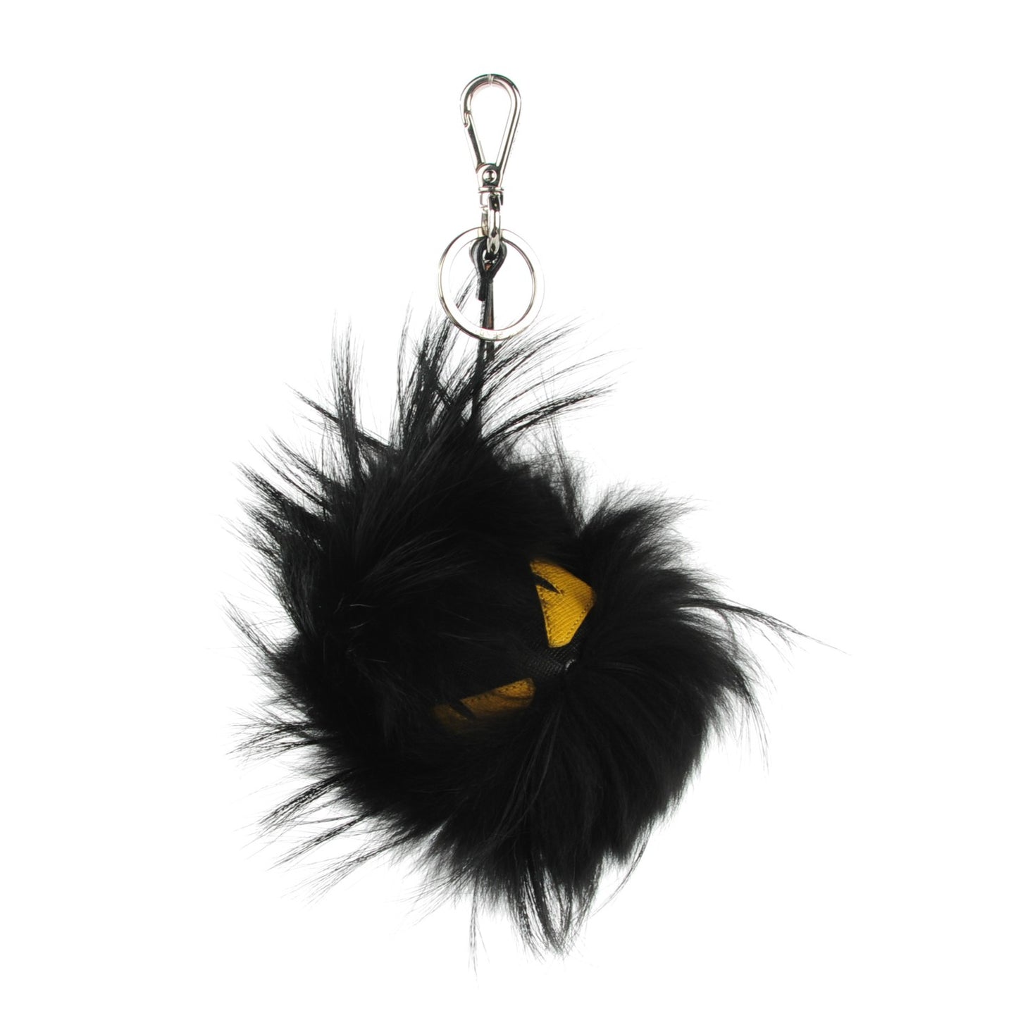 Vitello Elite Fox Fur Fusto Monster Bag Bug Charm Black Yellow
