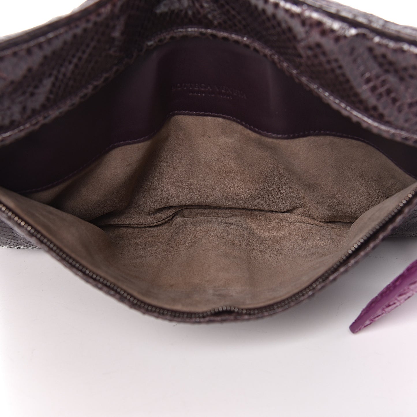 Ayers Snakeskin Flat Clutch Plum