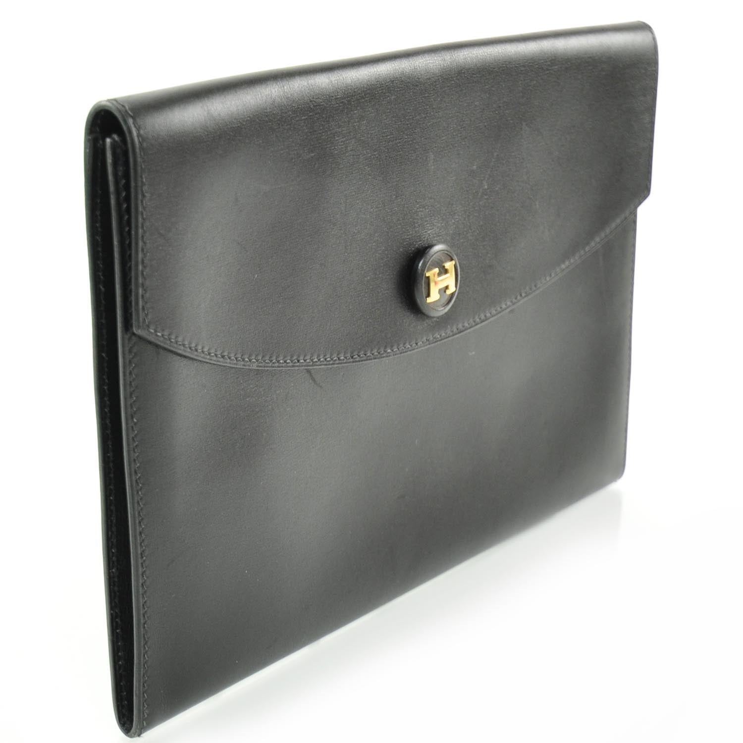 Hermes Box Leather Pochette Rio Black 3 of 8