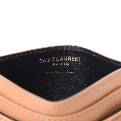 Saint Laurent Grain De Poudre Matelasse Chevron Monogram Credit Card Case Dune 5 of 7