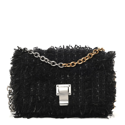 Proenza Schouler Tweed Frayed Extra Small Courier Shoulder Bag Black 1 of 10