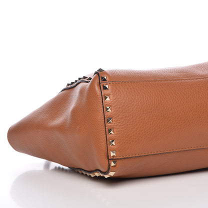 Valentino Garavani Pebbled Calfskin Rockstud Double Handle Tote Light Cuir 9 of 11