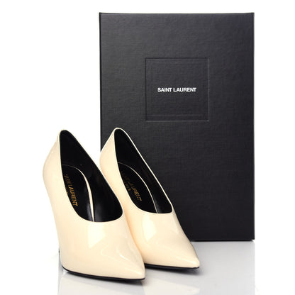 Saint Laurent Patent Calfskin Teddy High Vamp 105 Pumps 37 Porcellana 11 of 11