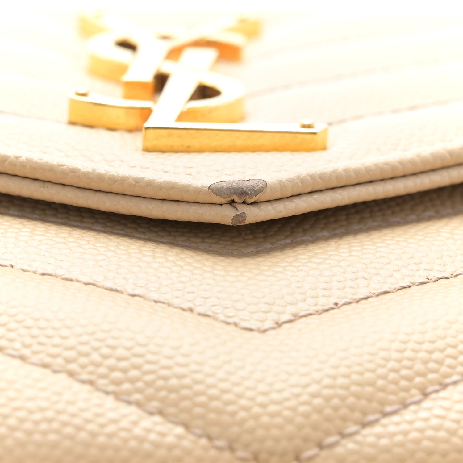 Saint Laurent Grain De Poudre Matelasse Chevron Monogram Chain Wallet Nude Powder 11 of 13