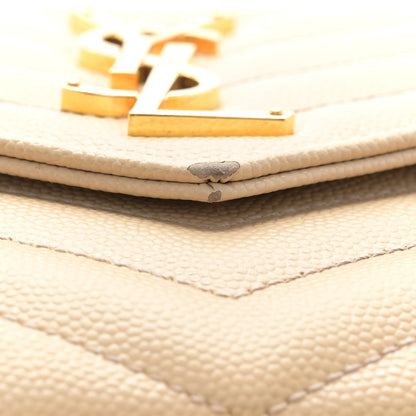 Saint Laurent Grain De Poudre Matelasse Chevron Monogram Chain Wallet Nude Powder 11 of 13
