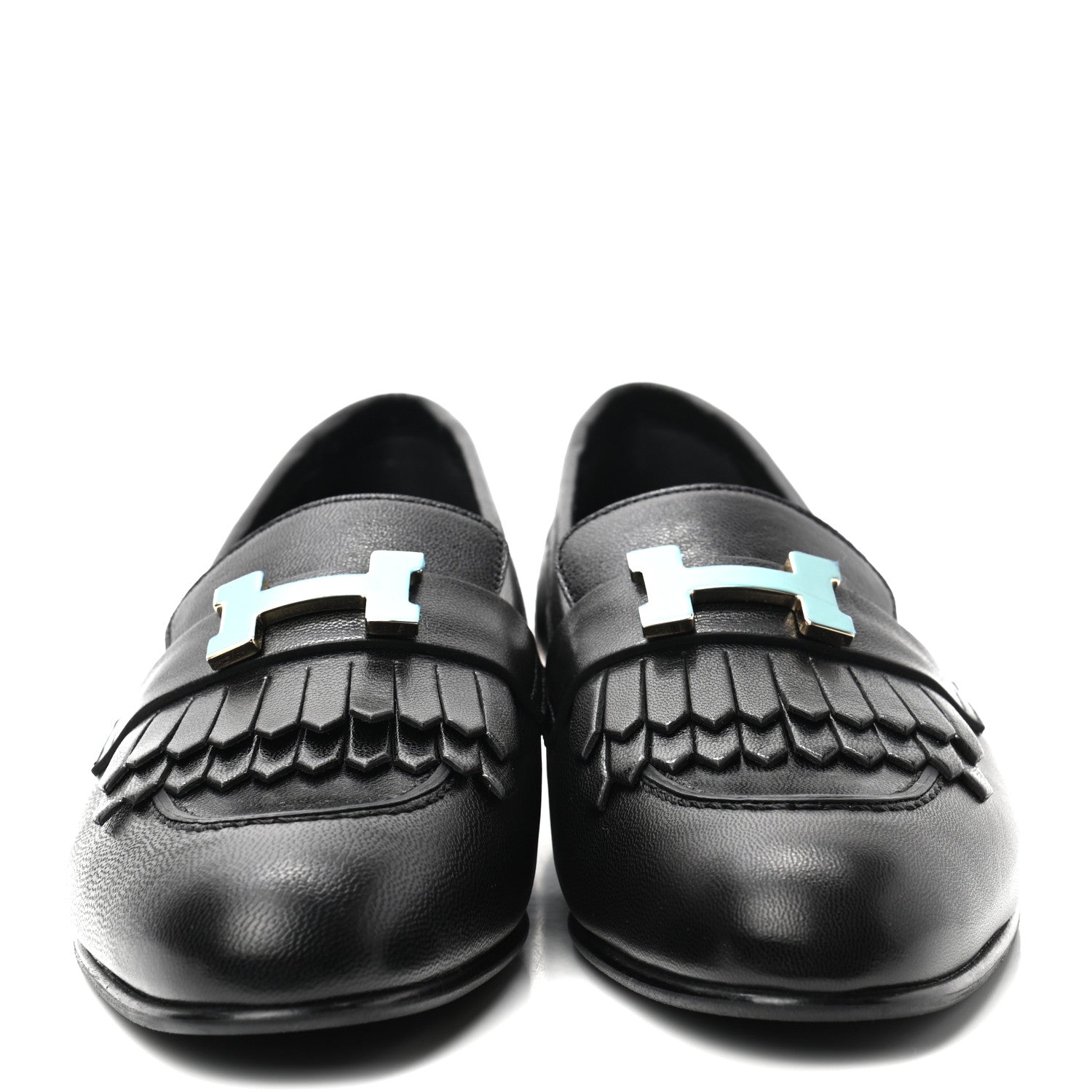 Hermes Goatskin Womens Royal Loafers 37 Black 2 of 8