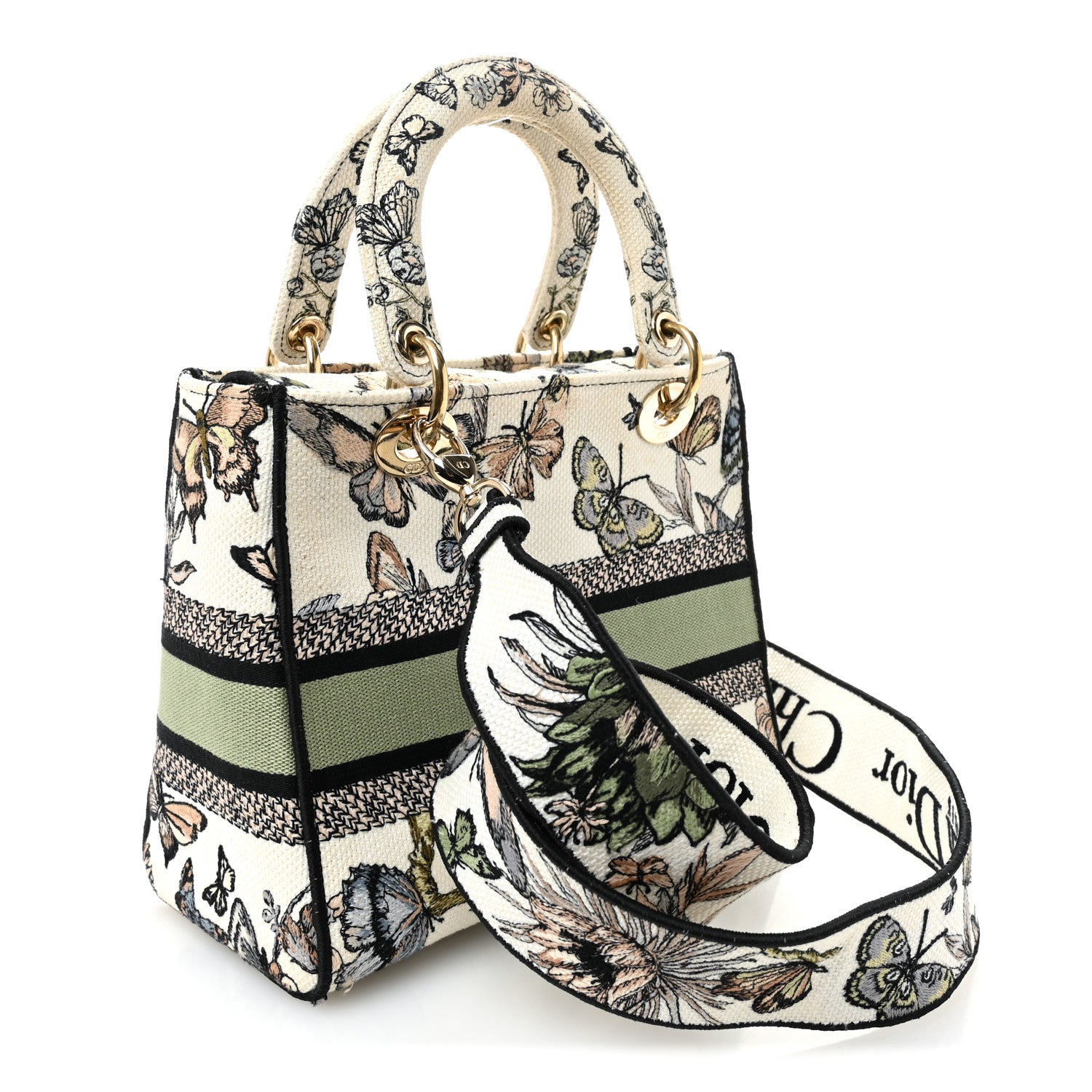 Christian Dior Canvas Toile de Jouy Mexico Embroidered Medium Lady D-Lite White Multicolor 3 of 11