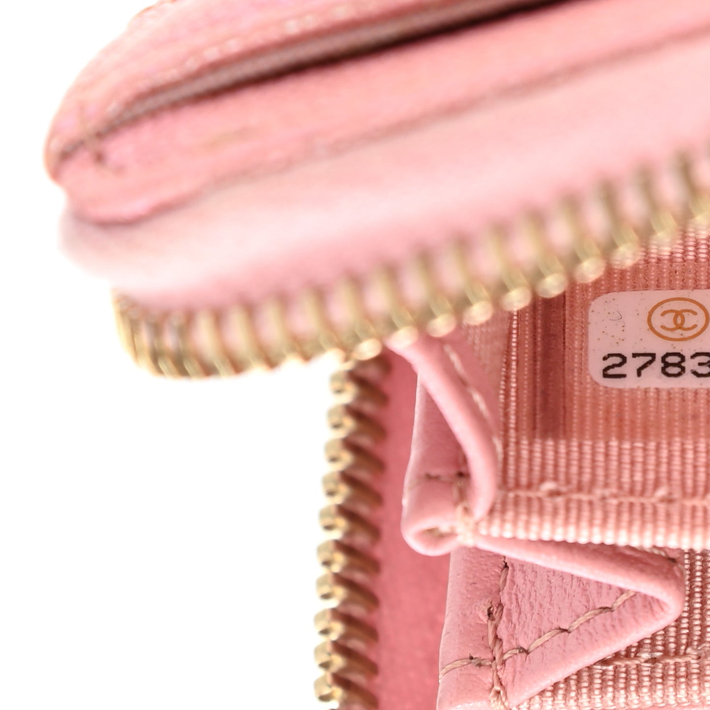 Iridescent Caviar Quilted Zip Coin Purse Pink