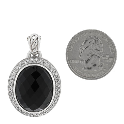 David Yurman Sterling Silver Diamond Black Onyx 22mm Oval Albion Pendant 2 of 3