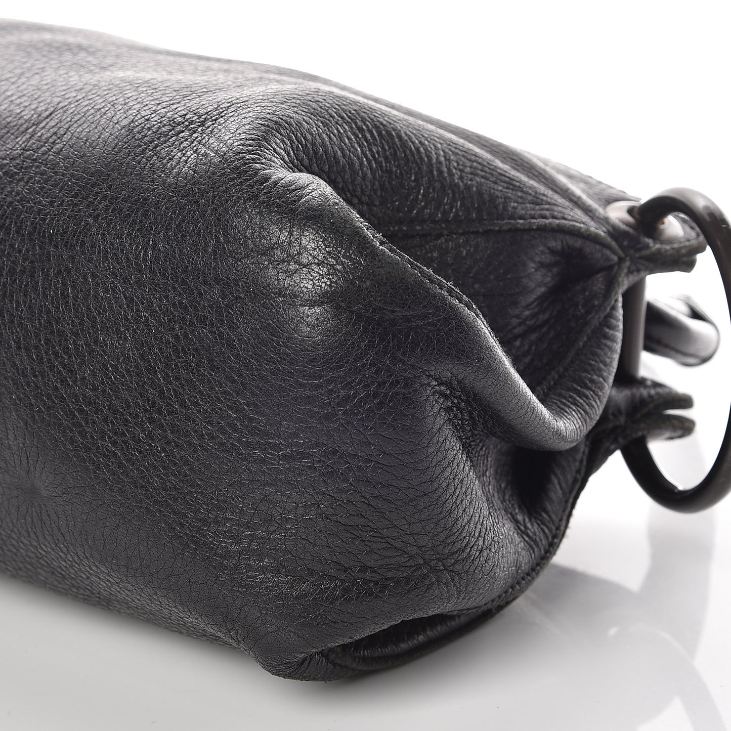 Cervo Deerskin Ring Shoulder Bag Black
