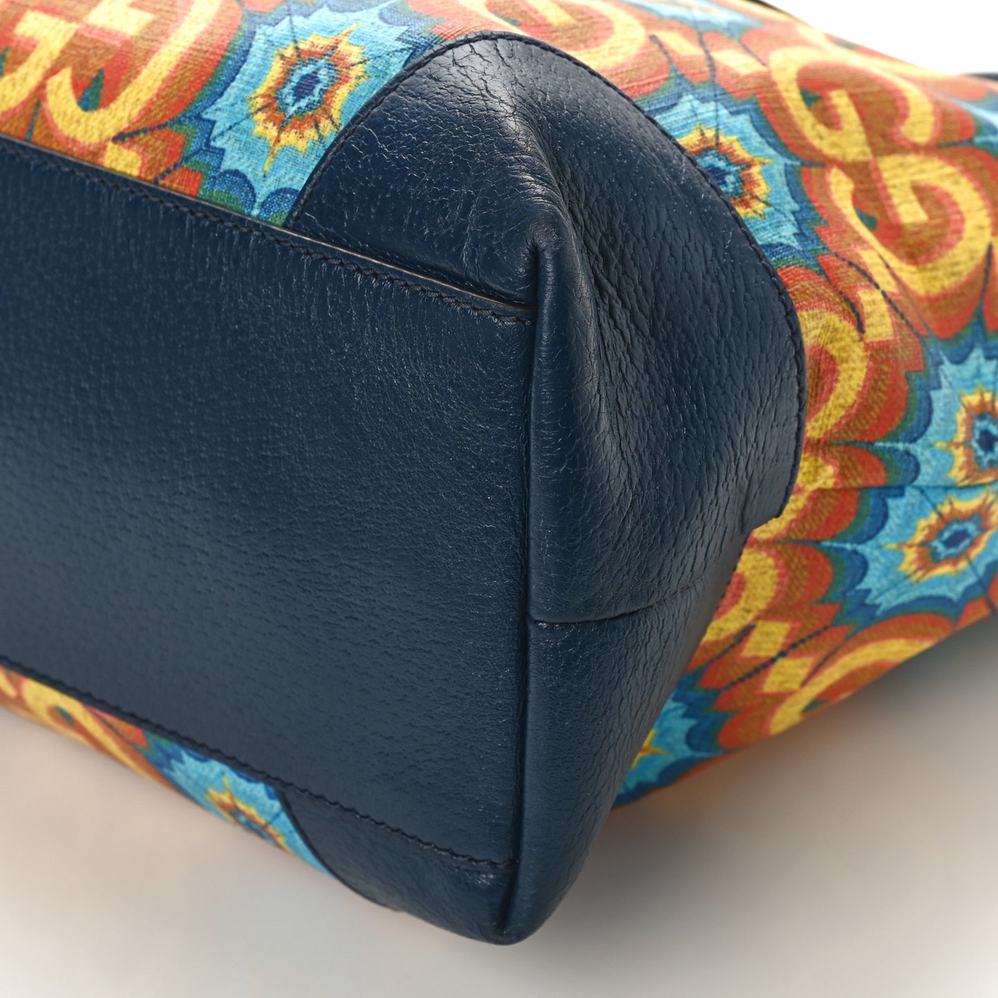 GG Supreme Kaleidoscope Calfskin Script Logo Gucci 100 Tote Bag Blue Orange Multicolor Blue Agata