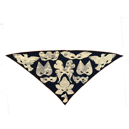 Hermes Cashmere Silk Bal De Soie Pointe Triangle Scarf Marine Naturel Rouille 1 of 5