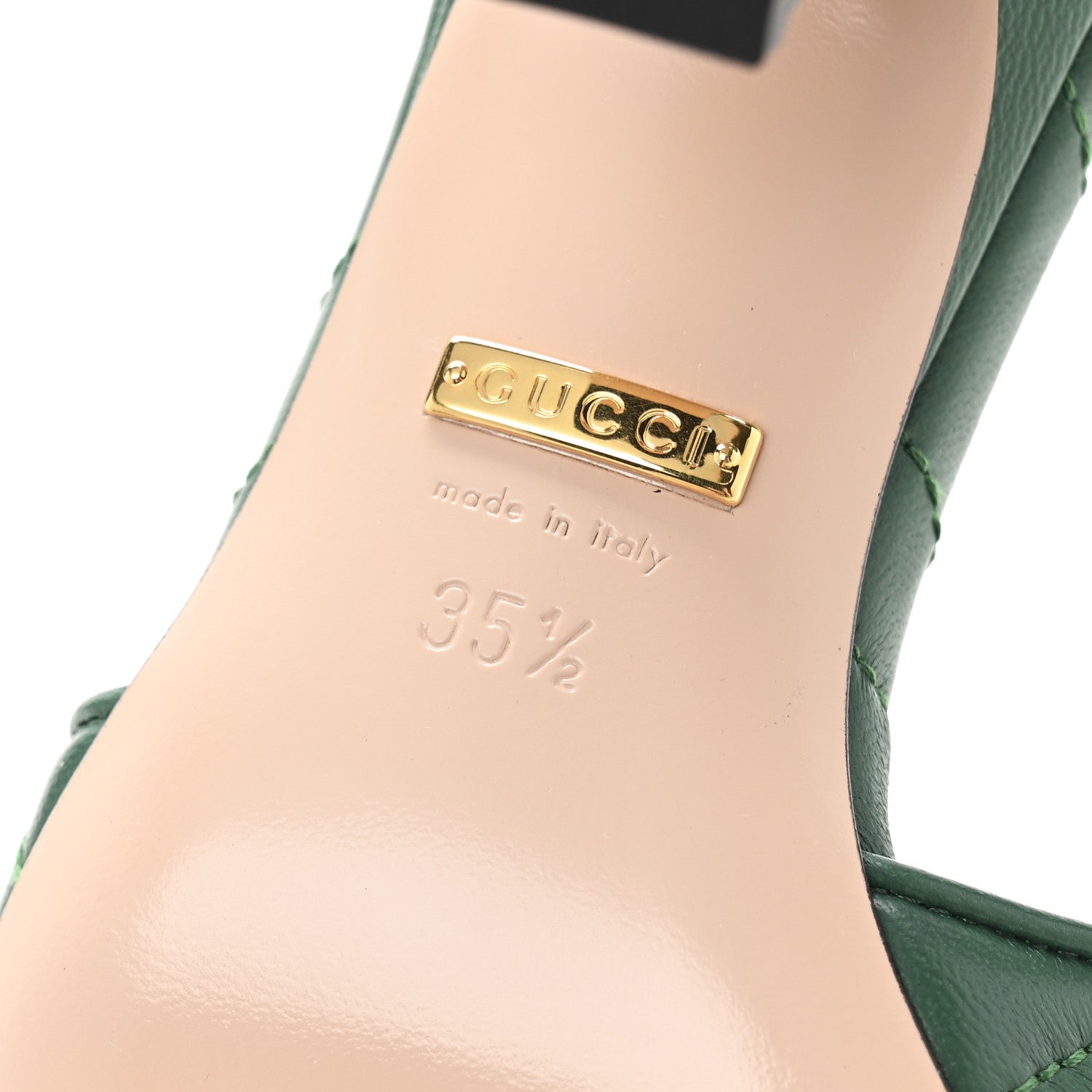 Gucci Nappa Matelasse GG Marmont 75mm Slide Sandals 35.5 Emerald 7 of 9