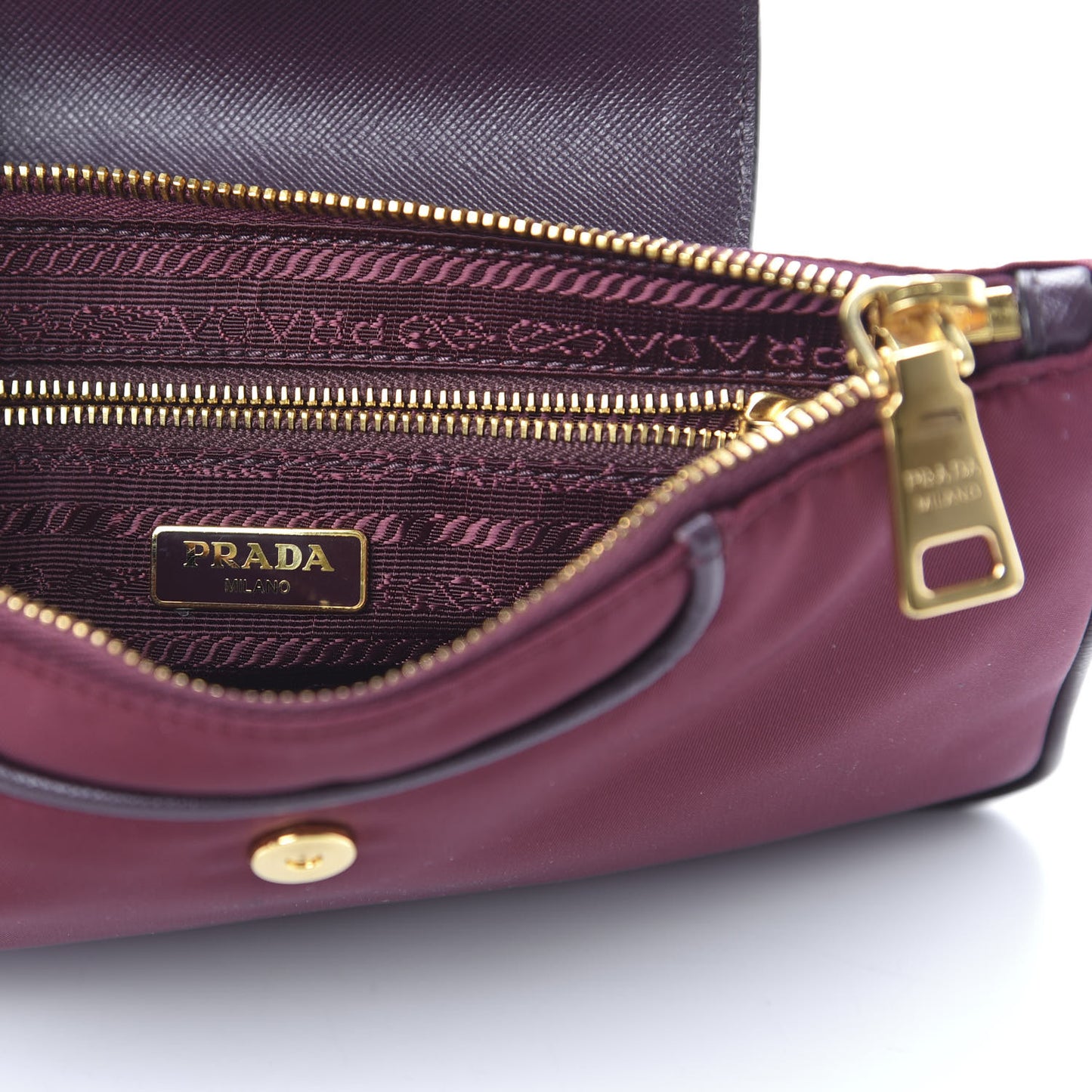Tessuto Nylon Saffiano Crossbody Bag Granato