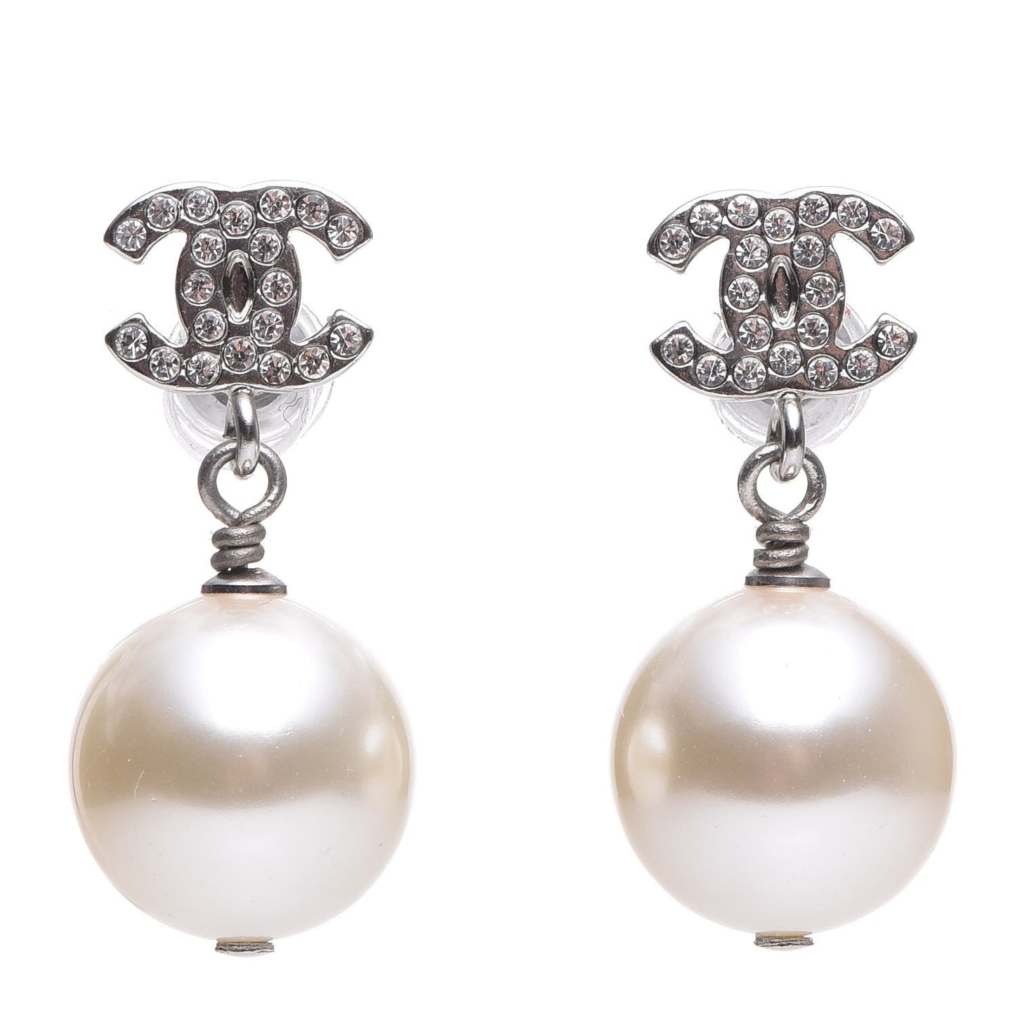 Crystal Pearl CC Drop Earrings