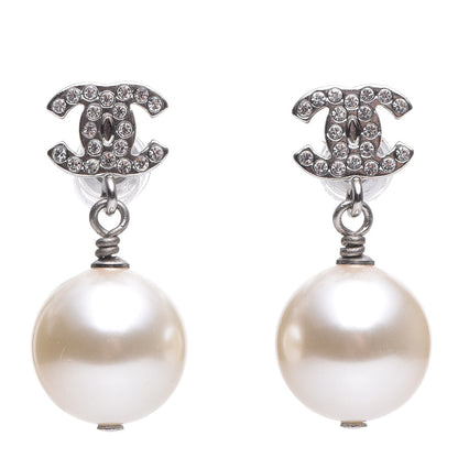 Chanel Crystal Pearl CC Drop Earrings 1 of 4