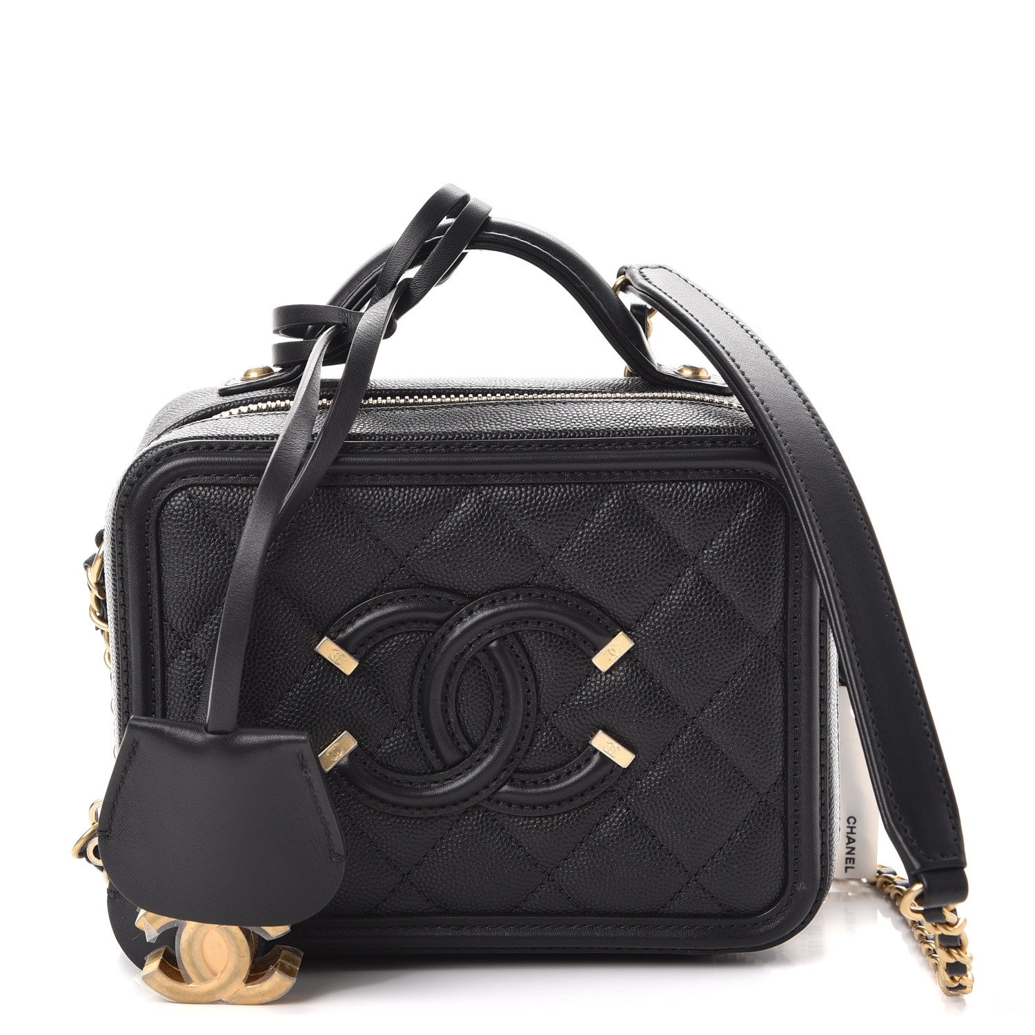 Chanel Caviar Quilted Small CC Filigree Vanity Case Black 1 of 9