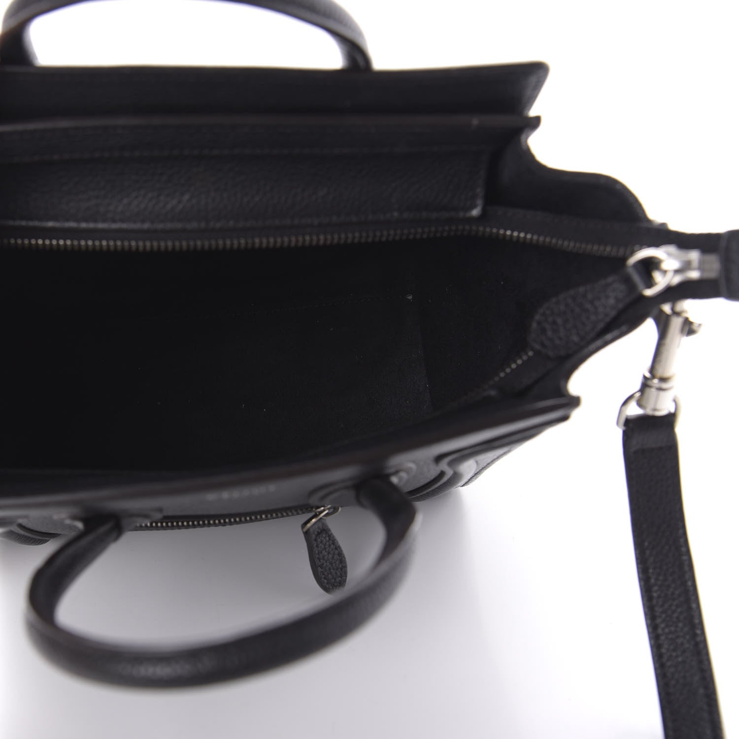Celine Drummed Calfskin Nano Luggage Black 6 of 11