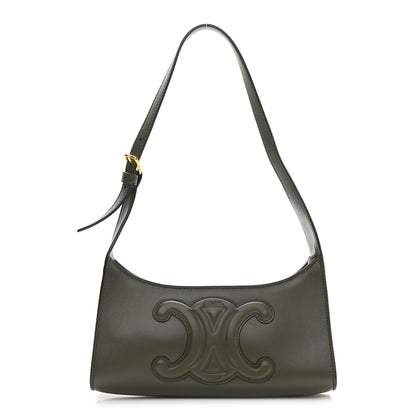 Celine Smooth Calfskin Cuir Triomphe Shoulder Bag Dark Army 1 of 10