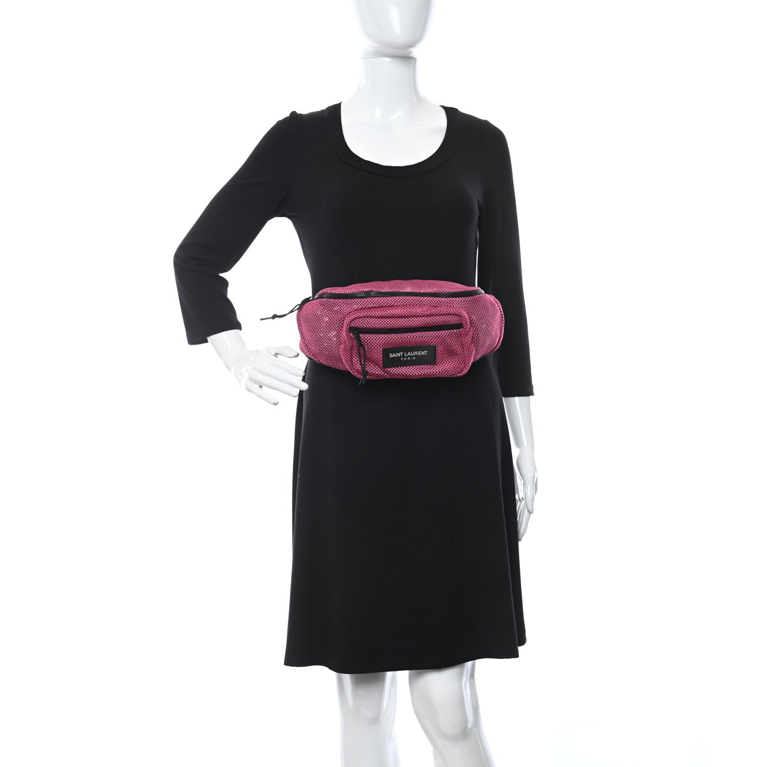 Saint Laurent Nylon Mesh SLP Belt Bag Fuchsia 2 of 8