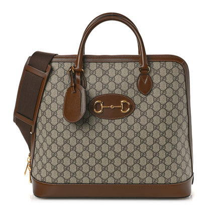 Gucci GG Supreme Monogram Azalea Calfskin Horsebit 1955 Duffle Bag Beige Ebony Brown Sugar 1 of 9