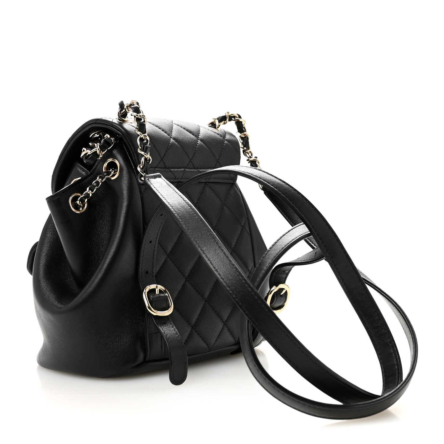 Chanel Lambskin Quilted Small Duma Drawstring Backpack Black 3 of 10