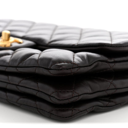 Chanel Lambskin Quilted Medium Pillow Crush Flap Bag Dark Brown 9 of 10