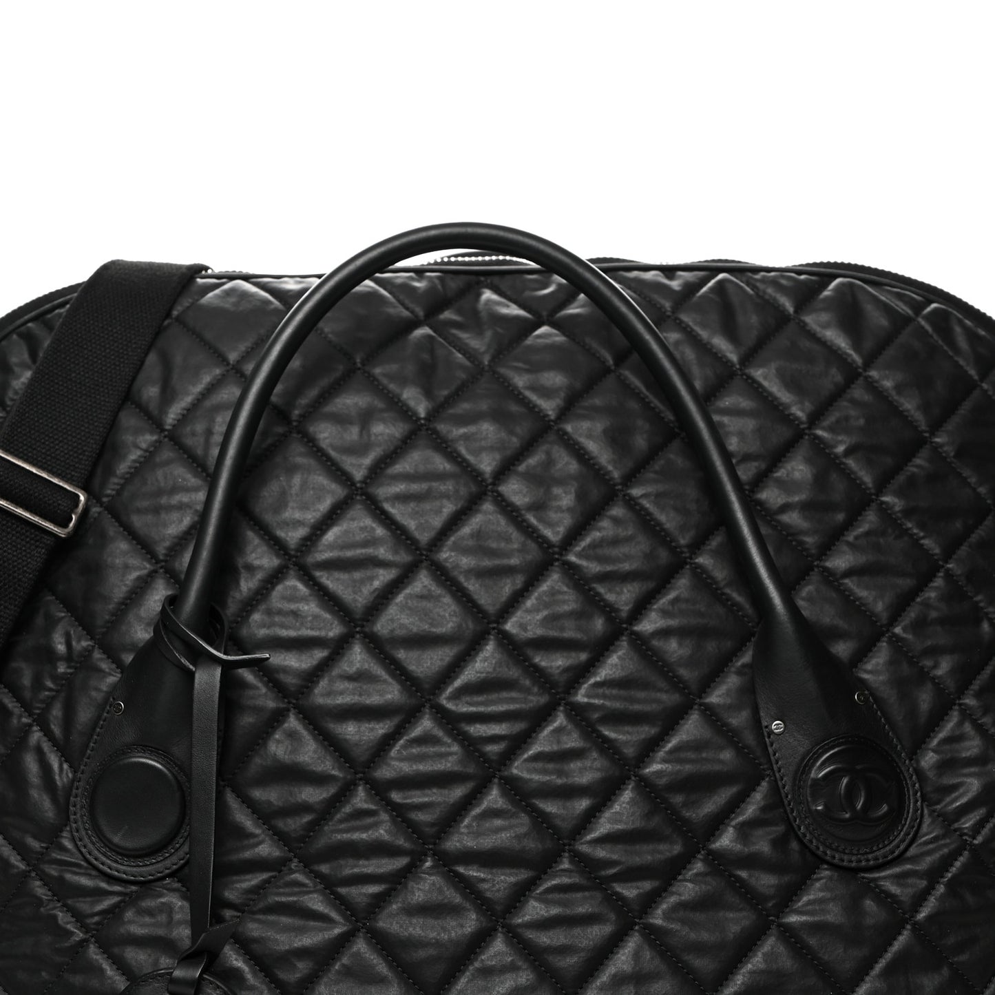 Coated Canvas Quilted Large Garment Travel Bag Black