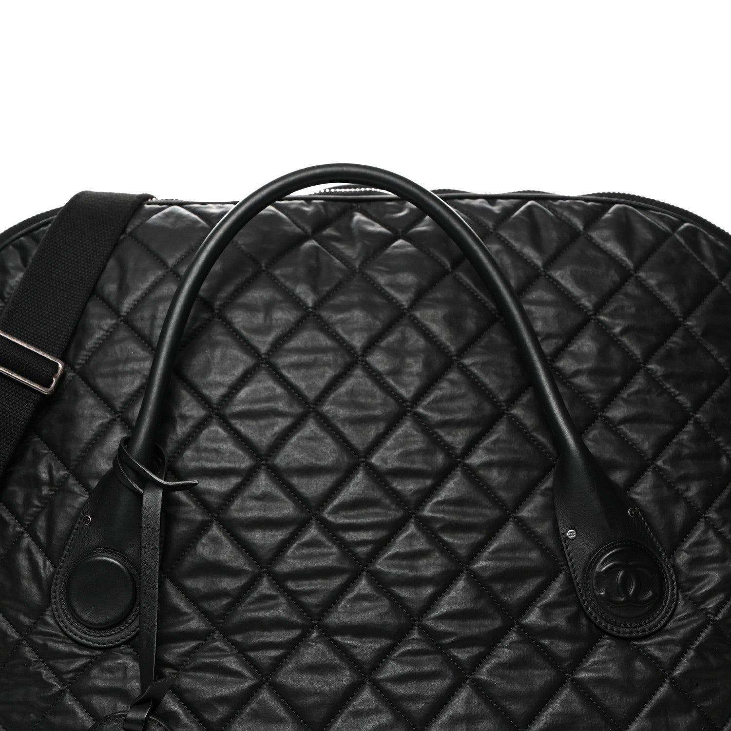 Chanel Coated Canvas Quilted Large Garment Travel Bag Black 7 of 9