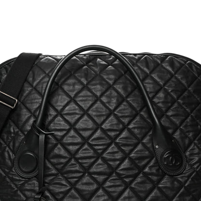 Chanel Coated Canvas Quilted Large Garment Travel Bag Black 7 of 9