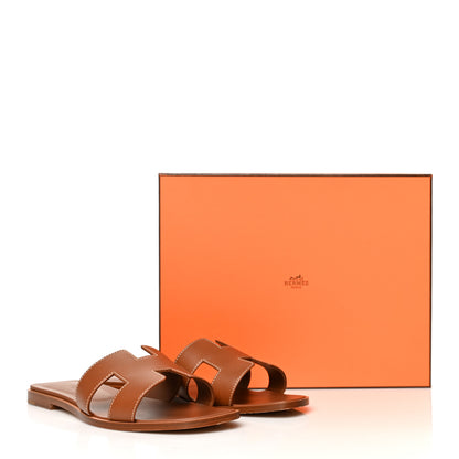Hermes Box Calfskin Oran Sandals 39 Gold 9 of 9