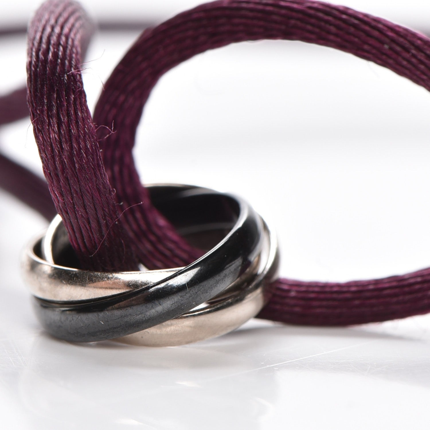 Cartier 18K White Gold Ceramic Trinity Cord Bracelet Purple 4 of 9