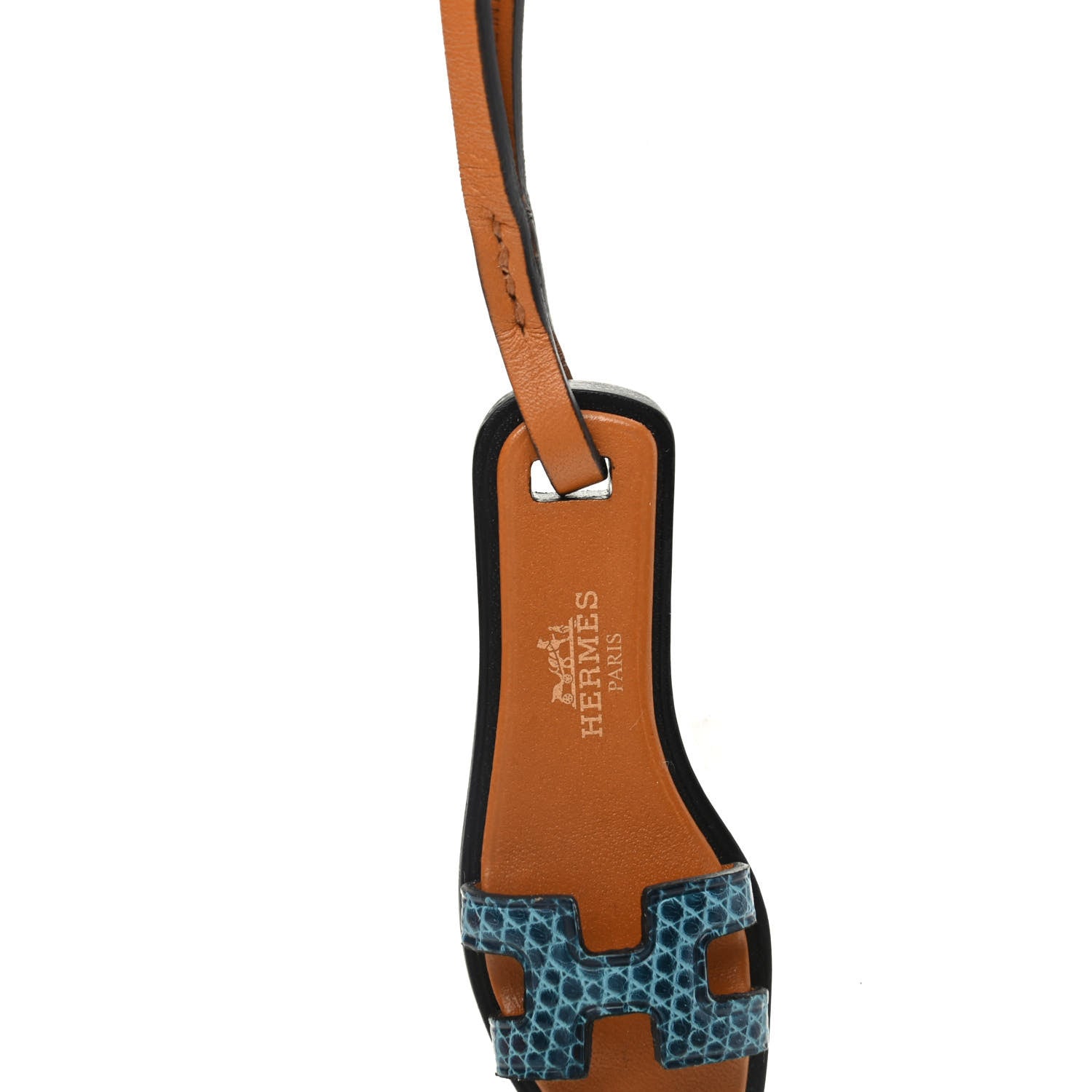 Hermes Polished Niloticus Lizard Butler Calfskin Hunter Oran Nano Bag Charm Bleu Petrole Naturel 3 of 4