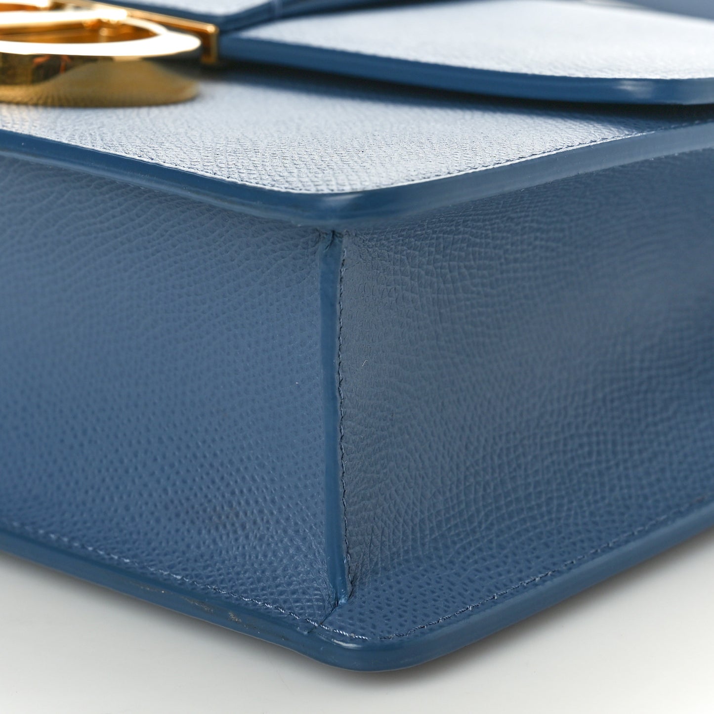 Grained Calfskin 30 Montaigne Flap Bag Blue