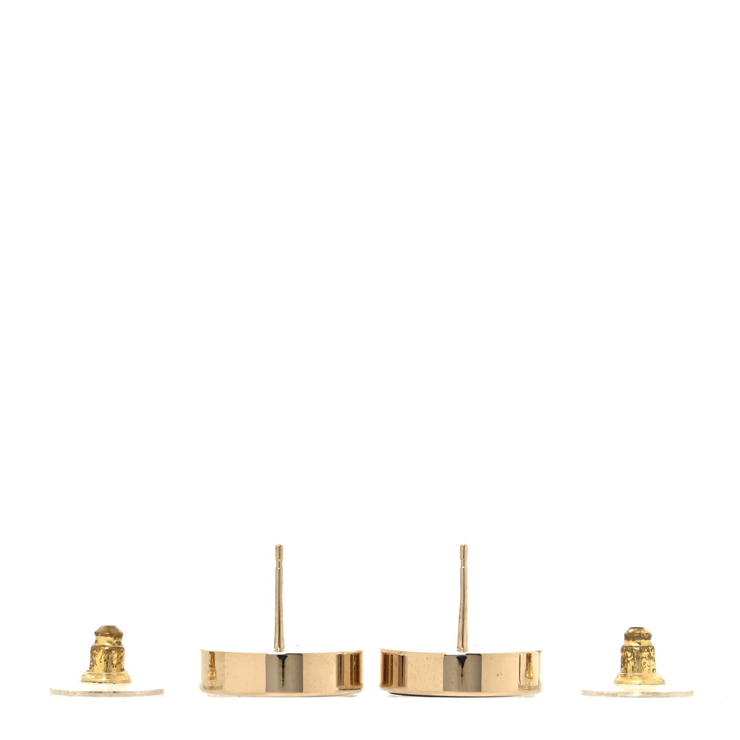 Chanel Resin CC Round Earrings Gold Black 3 of 5