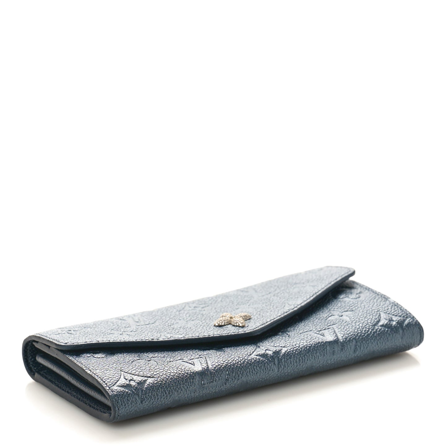 Metallic Empreinte Monogram Crystal Flower Sarah Wallet Navy Blue