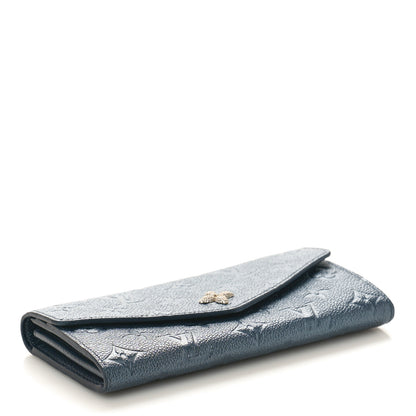 Louis Vuitton Metallic Empreinte Monogram Crystal Flower Sarah Wallet Navy Blue 4 of 8